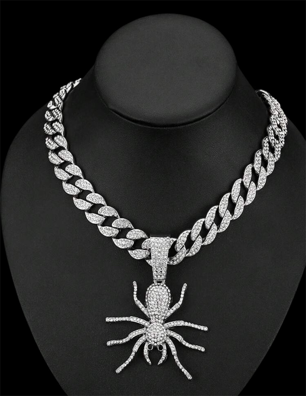 Iced out encrusted chain with spider pendant
