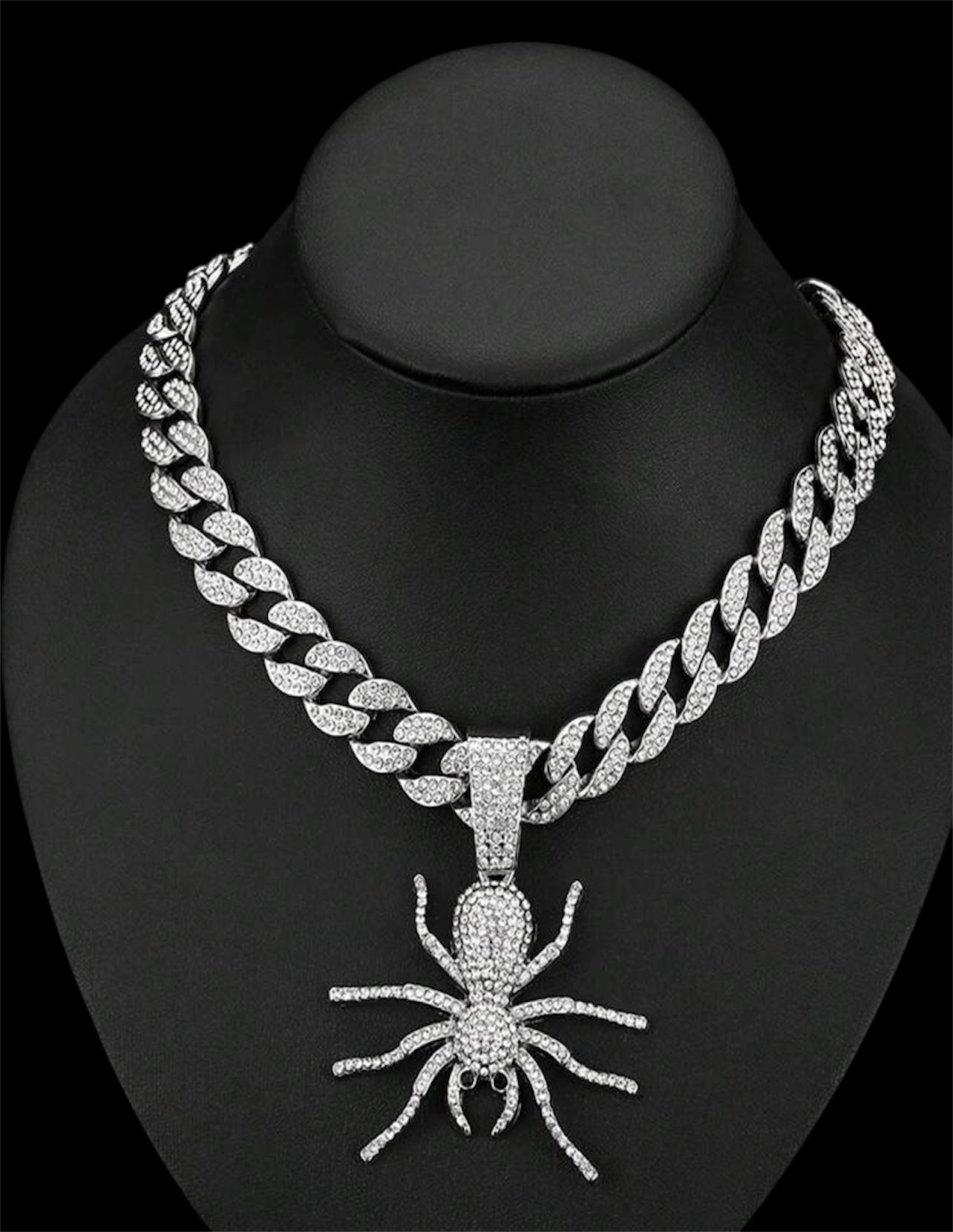 Iced out encrusted chain with spider pendant