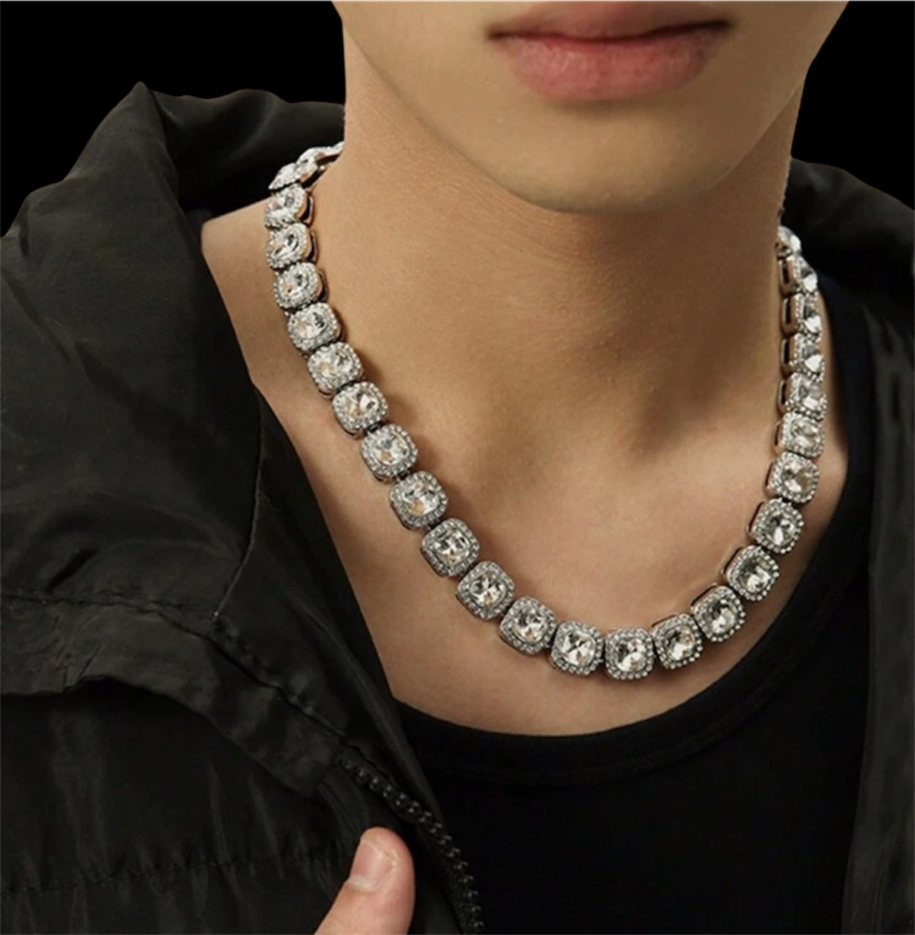 Iced out encrusted bubble chain