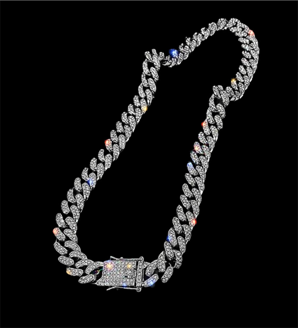 Iced out hip hop encrusted chain