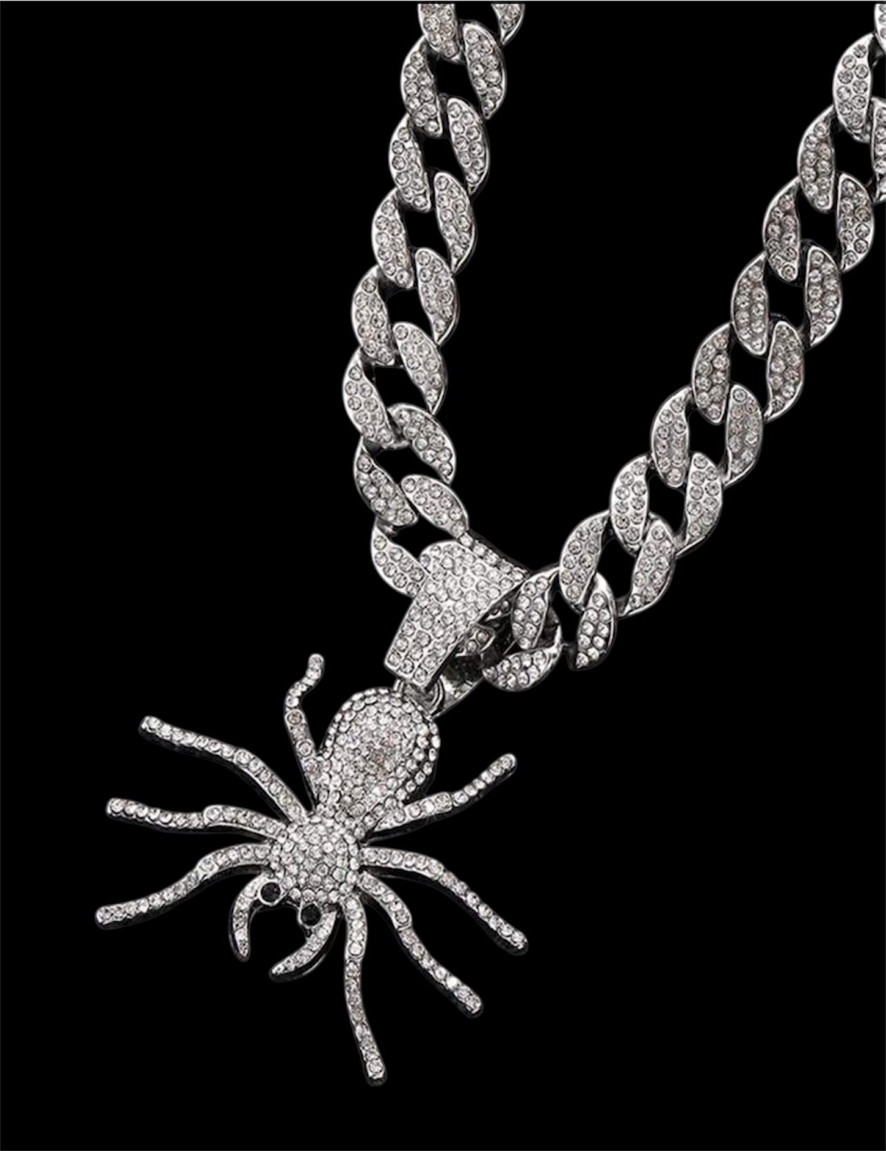 Iced out encrusted chain with spider pendant