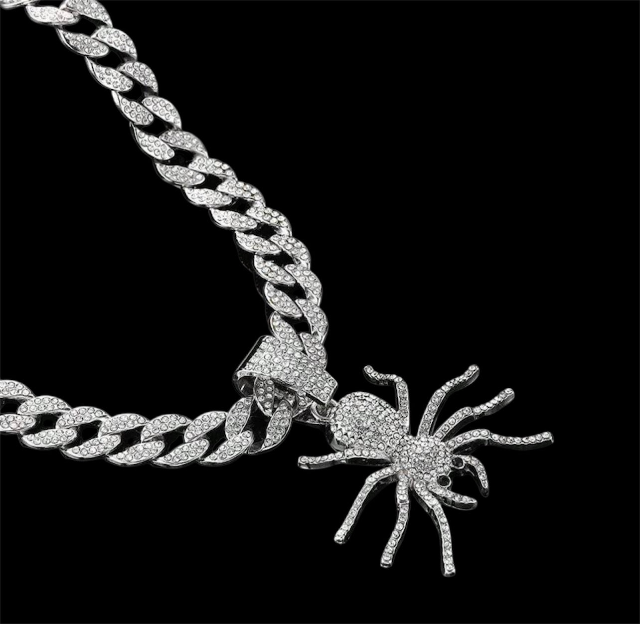 Iced out encrusted chain with spider pendant