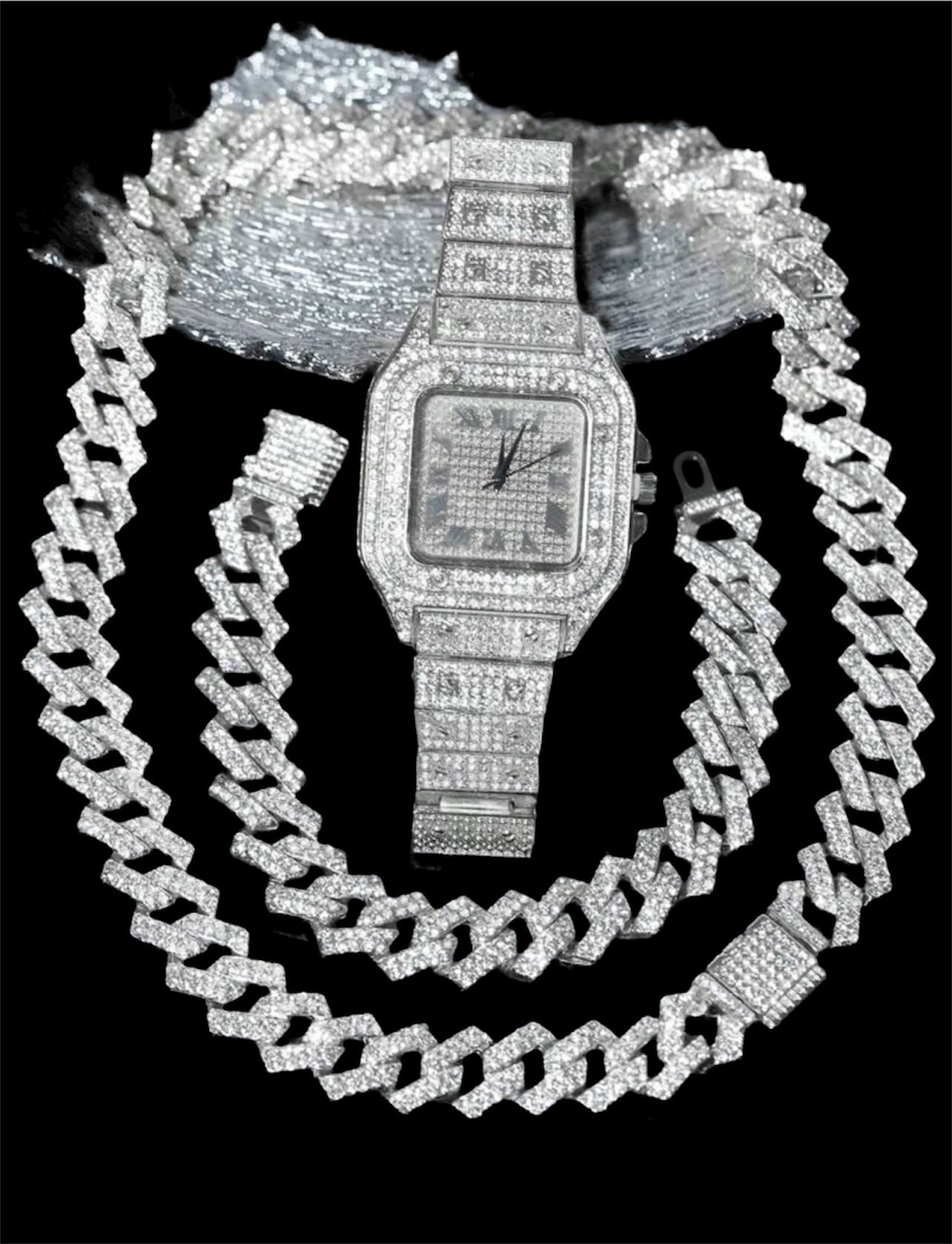 3 pieces iced out watch set