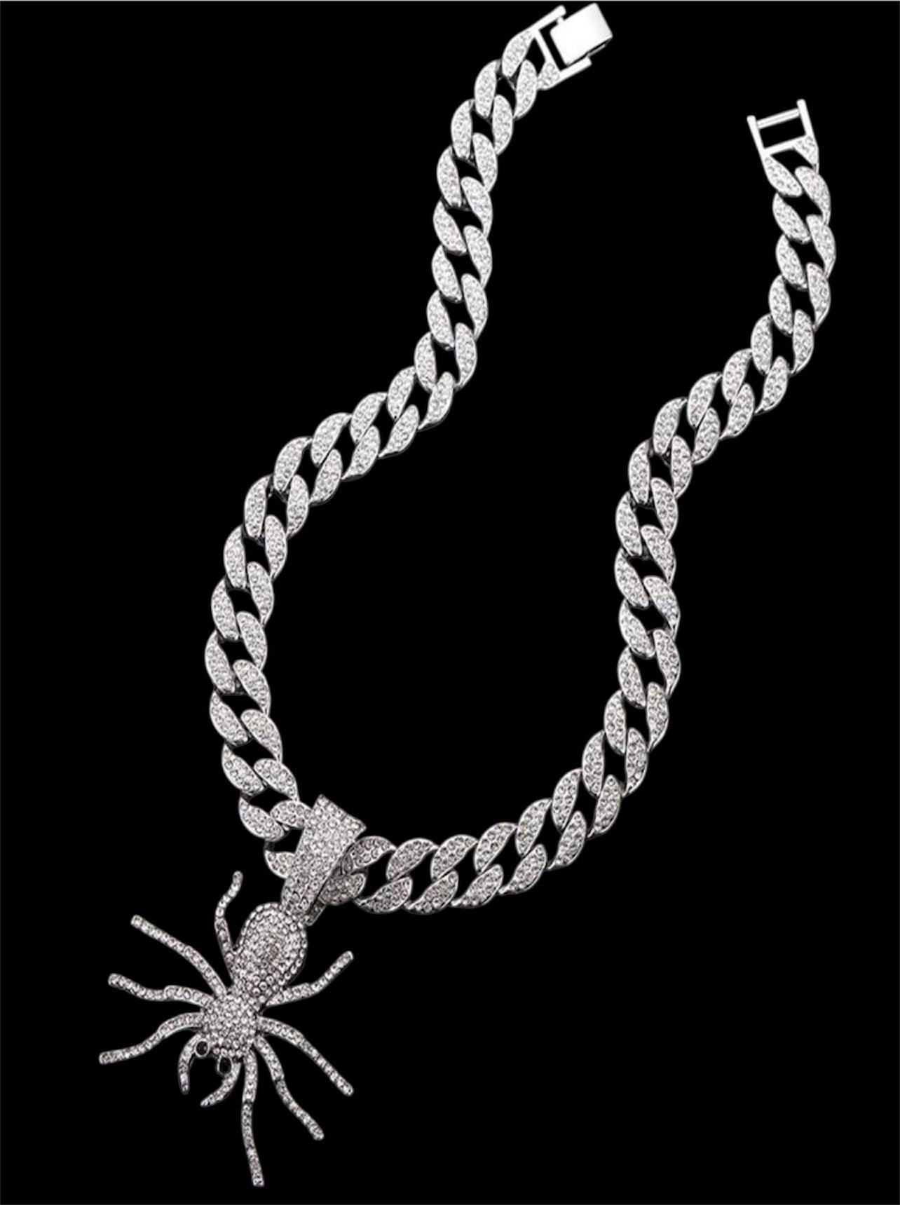 Iced out encrusted chain with spider pendant