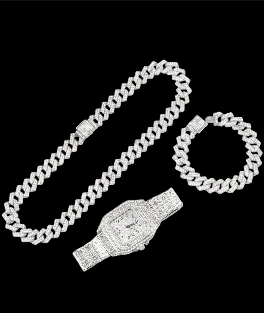3 pieces iced out watch set