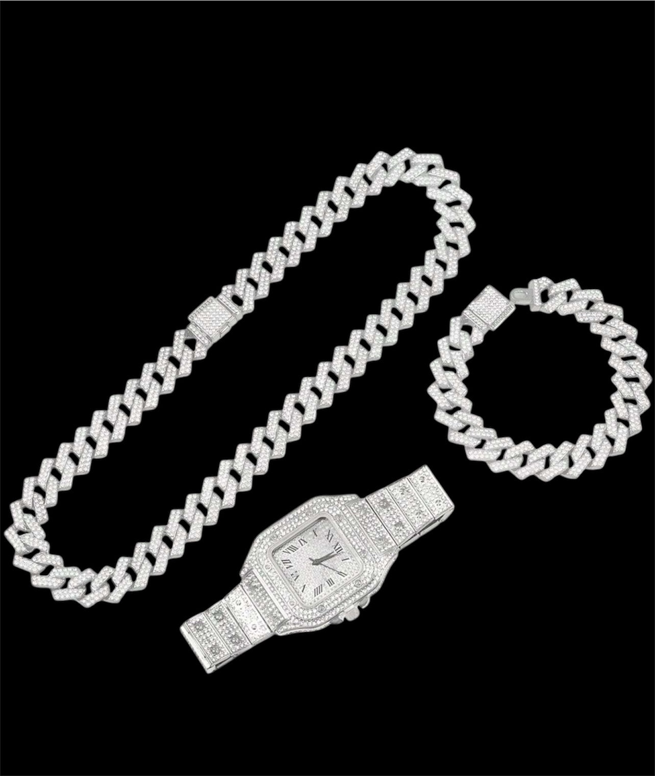 3 pieces iced out watch set